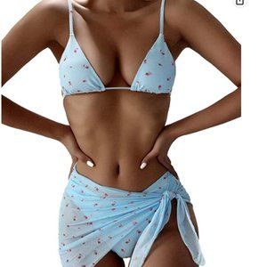 NWOT Blue Pink Flower Bikini - Size XS / S